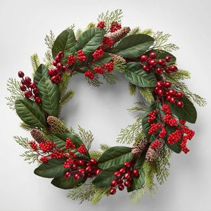 18" Berry Pinecone Artificial Wreath By Mels Holiday (Local Pick-up/Delivery Only)