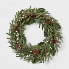 Load image into Gallery viewer, Artifical Mixed Greenery with Pinecones and Berry Wreath (Local Pick-Up/Delivery Only)
